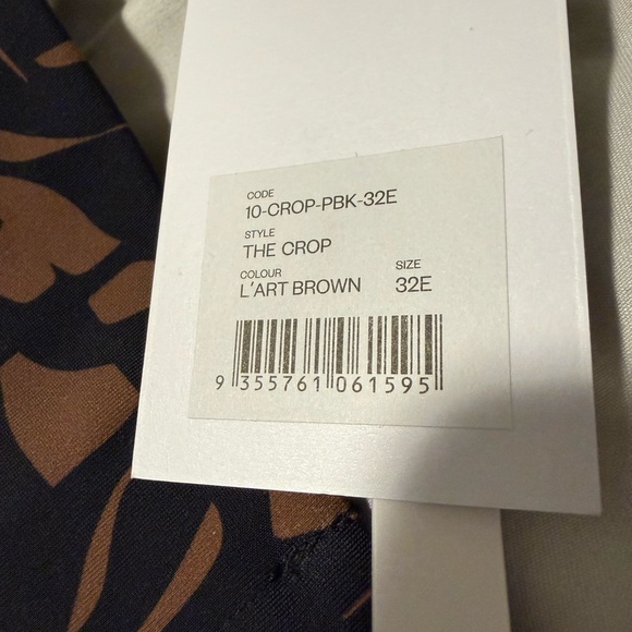 Form and Fold - The Crop L’Art Top. Elegant Black and Brown Bikini Top - Picture 4 of 4